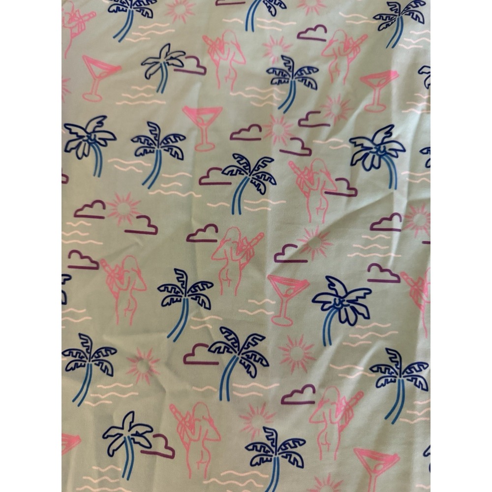 RARE Retro Rifle Live Nudes Shirt Mens M Turquoise Hawaiian Party Vacations - Picture 4 of 4